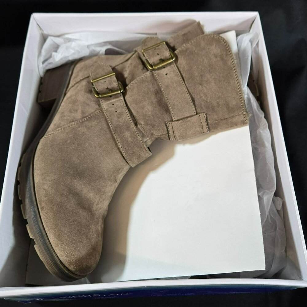 White Mountain Chastity Taupe Faux Suede Fur Lined Ankle Boots Women’s 8.5M - Picture 11 of 12